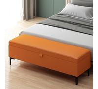 Banc de rangement en cuir faux en cuir - banc de chaussures rembourré moderne avec rangement - banc de lit premium pour la chambre - banc de rangement gris (taille: 60 * 40 * 40cm, couleur: orange)