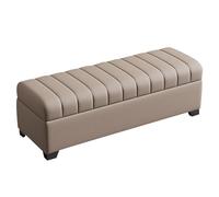 Banc de rangement en cuir ottomane avec siège rembourré et bout de chaussure pour salon ou entrée Marron 100 cm