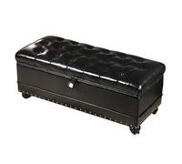 Banc de rangement en cuir PU rembourré - Élégant repose-pieds armoire pour couloir, entrée, salon et chambre à coucher - Pouf noir, 80 x 45 x 45 cm, siège à chaussures polyvalent et tabouret