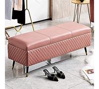 Banc de rangement en cuir rose de qualité supérieure avec extrémité de lit et banc d'entrée élégant pour chambre à coucher 99,1 x 40,6 x 45,7 cm