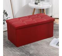 Banc de rangement en cuir synthétique, 76,2 x 38,1 x 38,1 cm, repose-pieds pliable, coffre rectangulaire élégant rouge avec couvercle amovible, parfait pour le rangement de la chambre à coucher et du