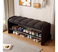 Banc de rangement en cuir synthétique à 2 niveaux Ottomane pour entrée, chambre à coucher, nizer avec conteneur, meubles élégants. Dimensions : 100 x 37 x 45 cm. Couleur : noir