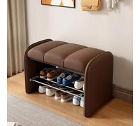 Banc de rangement en cuir synthétique à 2 niveaux pour entrée et chambre à coucher, cadre en bois, solution de rangement élégante et fonctionnelle