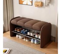 Banc de rangement en cuir synthétique à 2 niveaux pour entrée nizer ottomane avec rangement pour meubles de chambre à coucher (taille : 80 x 37 x 45 cm, couleur : marron)