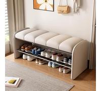 Banc de rangement en cuir synthétique à 2 niveaux pour entrée Ottomane avec conteneur pour chambre à coucher Meuble élégant Dimensions : 100 x 37 x 45 cm Couleur : beige
