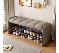 Banc de rangement en cuir synthétique à 2 niveaux pour entrée ottomane avec récipient de rangement pour chambre à coucher, meubles gris élégants (taille : 100 x 37 x 45 cm)