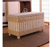 Banc de rangement en rotin tissé, coffre rustique en jonc de mer pour entrée, salon et chambre à coucher