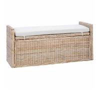 Banc de rangement en rotin - vidaXL - 110x40x50 cm - Naturel - Coussin inclus - Usage intérieur - Rotin durable