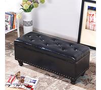 Banc de rangement en similicuir avec couvercle, repose-pieds et ottoman, meuble décoratif élégant pour salon et entrée, 100 x 40 x 43 cm