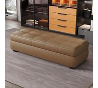 Banc de Rangement en Similicuir avec Grand Espace de Stockage, Pouf Bout de Lit Design Moderne pour Chambre, Entrée, Banquette Rembourrée avec Charnière à Gaz de Sécurité(C,160cm/63in)