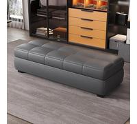 Banc de Rangement en Similicuir avec Grand Espace de Stockage, Pouf Bout de Lit Design Moderne pour Chambre, Entrée, Banquette Rembourrée avec Charnière à Gaz de Sécurité(F,80cm/31.5in)