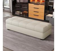 Banc de Rangement en Similicuir avec Grand Espace de Stockage, Pouf Bout de Lit Design Moderne pour Chambre, Entrée, Banquette Rembourrée avec Charnière à Gaz de Sécurité(E,100cm/39.4in)