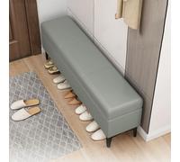 Banc de rangement en similicuir avec pieds étroit et coffre à jouets Gris moyen 60 cm
