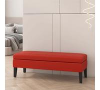 Banc de rangement en similicuir capitonné avec capacité de 136 kg, grand espace de rangement pour salon, entrée et chambre à coucher, 80 x 40 x 40 cm, rouge