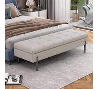 Banc de rangement en similicuir pour intérieur - Élégant bout de lit, canapé, repose-pieds, entrée, long banc pour foyer, salon et chambre à coucher, supporte jusqu'à 300 kg