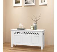 vidaXL Banc de Rangement en Style Baroque PFDM Blanc Banquette Meuble d'entrée