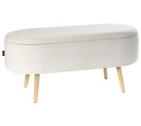 Banc de Rangement en Tissu Banc de Lit Rembourré Pieds en Bois Blanc Cassé