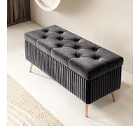 Banc de Rangement en Velours avec Coffre, Pouf Bout de Lit à Charnière Amortie, Banquette d'Entrée Moderne pour Chaussures et Salon, Structure en Bois Robuste et Pieds Métal(B,100cm/39.4in)
