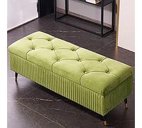 Banc de rangement en velours de luxe moderne pour chambre à coucher, entrée - Banc de rangement rembourré vert - 110 x 45 x 45 cm - Décoration d'intérieur élégante - Mobilier peu encombrant