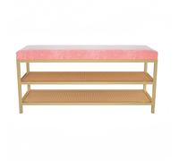 Banc de rangement en velours pour entrée, pied de lit, meuble élégant de couloir et de salon, rose, 80 x 32 x 46 cm, design chic et peu encombrant