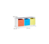Banc de rangement enfant caisse à jouets colorée banc en bois boîte à jouets pliable 81 cm blanc 13_0000363