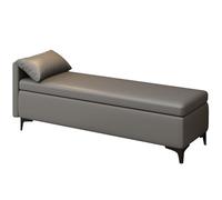 Banc de Rangement Entree Capitonnée en PU Banc Bout de Lit Banquette Pieds en Métal Pliable Coffre Bancs de Chaussures Capacité de 150 kg pour Salon Chambre(Gray 01,39.37in/100cm)