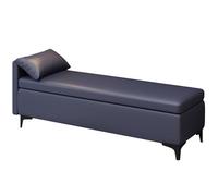 Banc de Rangement Entree Capitonnée en PU Banc Bout de Lit Banquette Pieds en Métal Pliable Coffre Bancs de Chaussures Capacité de 150 kg pour Salon Chambre(Blue,47.24in/120cm)