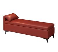 Banc de Rangement Entree Capitonnée en PU Banc Bout de Lit Banquette Pieds en Métal Pliable Coffre Bancs de Chaussures Capacité de 150 kg pour Salon Chambre(Red,39.37in/100cm)