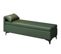 Banc de Rangement Entree Capitonnée en PU Banc Bout de Lit Banquette Pieds en Métal Pliable Coffre Bancs de Chaussures Capacité de 150 kg pour Salon Chambre(Green 02,31.49in/80cm)