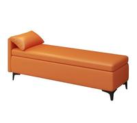Banc de Rangement Entree Capitonnée en PU Banc Bout de Lit Banquette Pieds en Métal Pliable Coffre Bancs de Chaussures Capacité de 150 kg pour Salon Chambre(Orange,39.37in/100cm)