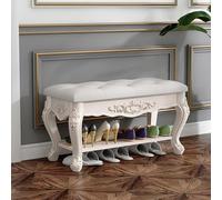 Banc de rangement européen à rabat en bois, banc à chaussures, repose-pieds rembourré, tabouret décoratif pour chambre à coucher, coiffeuse, couloir, dressing, salon, studio