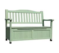 Banc de rangement extérieur blanc avec dossier, siège de jardin résistant aux conditions météorologiques pour la cour de pont de patio, compartiment caché de grande capacité pour les outils de coussin