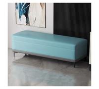 Banc de rangement extra long en similicuir bleu avec repose-pieds, assise rembourrée pour chaussures rectangulaire, entrée nizer pour salon, 60 cm