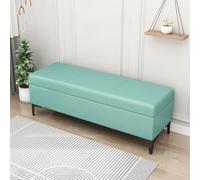 Banc de rangement extra long en similicuir rembourré pour entrée, table basse rectangulaire élégante, boîte à jouets idéale et économiseur d'espace
