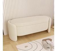 Banc de rangement extra long - Ottomane Teddy avec capacité de 136,1 kg - Étagère à chaussures élégante pour entrée et salon - Rangement polyvalent pour chambre à coucher et bout de lit - Blanc