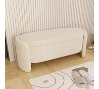 Banc de rangement extra long pour chambre à coucher - Ottoman Teddy avec capacité de 136 kg - Étagère à chaussures cubby parfait pour entrée, salon, bout de lit - Design élégant blanc