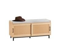 Banc de Rangement FSR154-N SoBuy Meuble de Rangement pour Entrée avec Coussin Rembourré - Façades Rotin Tissé - 110 x 40 x 49