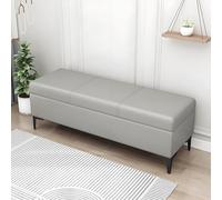 Banc de rangement gris clair - Siège de rangement rembourré pour entrée et chambre à coucher, solution de rangement élégante et fonctionnelle pour salon, couloir et plus encore.