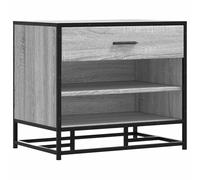 Banc de rangement gris Sonoma aggloméré et métal 60 x 40 x 53,5 cm | Compartiment à chaussures spacieux, structure stable, nettoyage facile, fixation murale incluse, entrée bien rangée