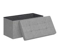 HOMCOM Banc de Rangement Pouf de Rangement 84L 76 x 38 x 38 cm Gris Clair | Pliable, Bout de Lit, Repose-Pieds, avec Couvercle, pour Couloir, Salon, Capitonnée