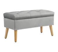 Banc de rangement - HOMCOM - avec couvercle, tissu effet velours, pieds en bois - charge jusqu'à 120 kg - 80 x 35 x 42 cm - gris