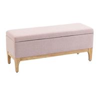 HOMCOM Banc de Rangement, Coffre de Rangement avec Couvercle Amovible Style scandinave, Bout de lit en Tissu Lin, 110 x 39 x 45 cm, Rose