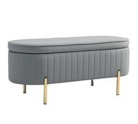 Banc de rangement - HOMCOM - couvercle, pieds en métal, capacité 72 L - en velours - 108x44x43,5cm - gris