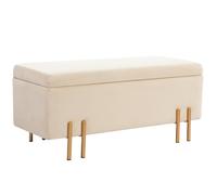 Banc de rangement - HOMCOM - design contemporain - Velours ( 100% polyester) - 100x40x42cm - Beige