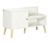 Banc meuble à chaussures 2 en 1 style scandinave - porte, niche, étagère - bois pin blanc