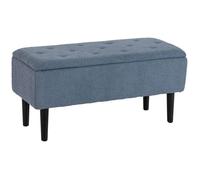 Banc de Rangement - HOMCOM - revêtement effet laine bouclée - pieds en bois d'hévéa - 95x38x45cm - bleu