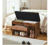 Banc de Rangement - HOOBRO - Meuble à Chaussures - Siège Rembourré - Étagère Réglable - 3 Étagères