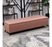 Banc de rangement industriel avec plateau pliable - Long tabouret de lit rembourré avec assise souple et étagère (H 120 x 40 x 40 cm)