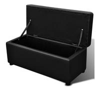 Banc de rangement - KAI - Set de 3 - Simili cuir noir - Armature en bois - Design contemporain