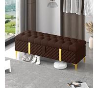 Banc de rangement luxueux en cuir capitonné moderne pour chambre à coucher, banc de rangement élégant avec compartiments cachés, parfait pour la décoration de la maison